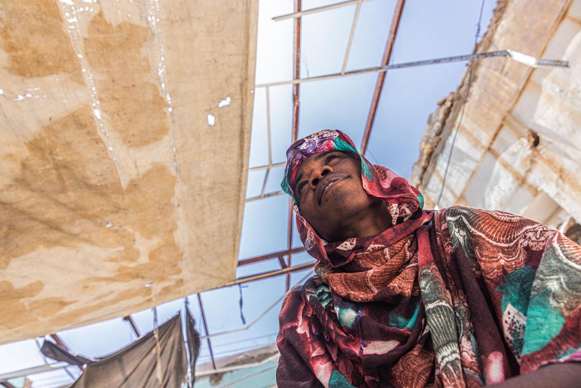 Displaced from Al-Hasahisa camp, Zalingei, Sudan to an abandoned and looted bank.