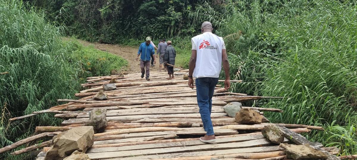 Trunk bridge, Toea, Upper Jimi, Jimi District, Jiwaka province, PNG