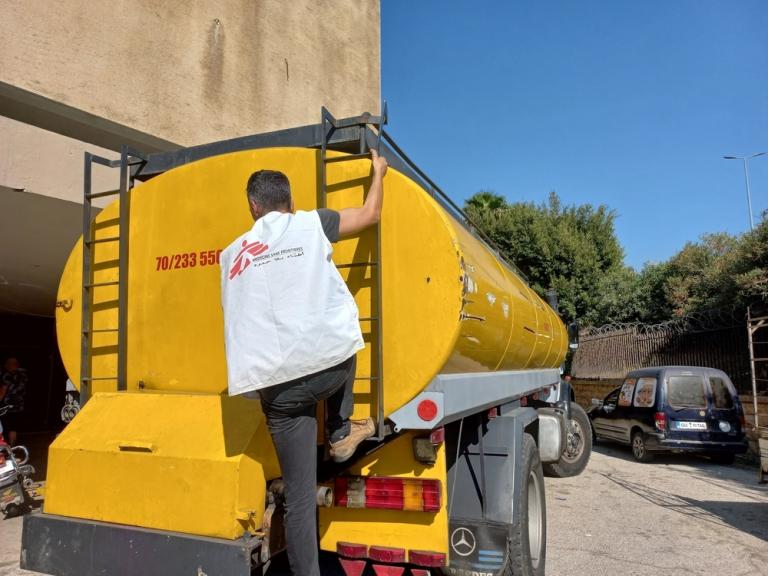 Water trucking in Beirut