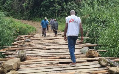 Trunk bridge, Toea, Upper Jimi, Jimi District, Jiwaka province, PNG